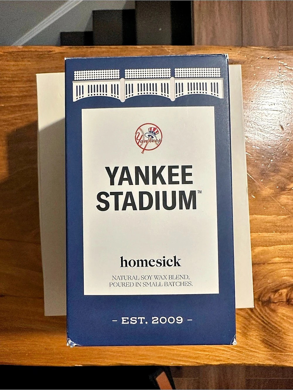 Homesick Yankee Stadium Scented Candle Blue & White